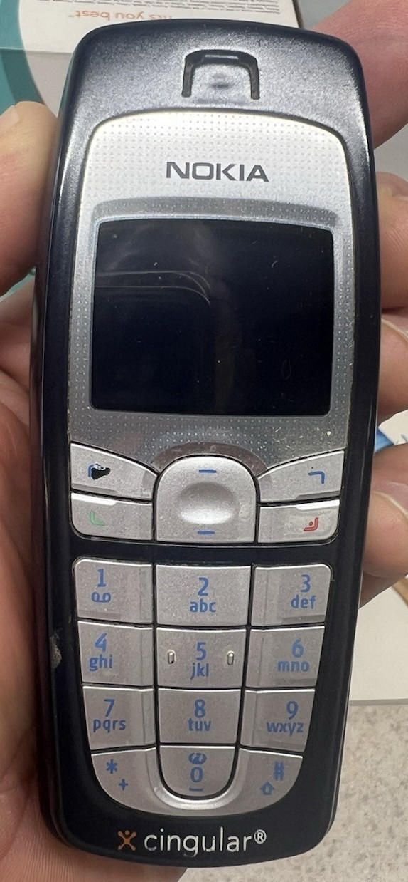 VTG 2004 NOKIA 6010 Navy Cingular Candybar CELL PHONE w/ Chargers UNTESTED