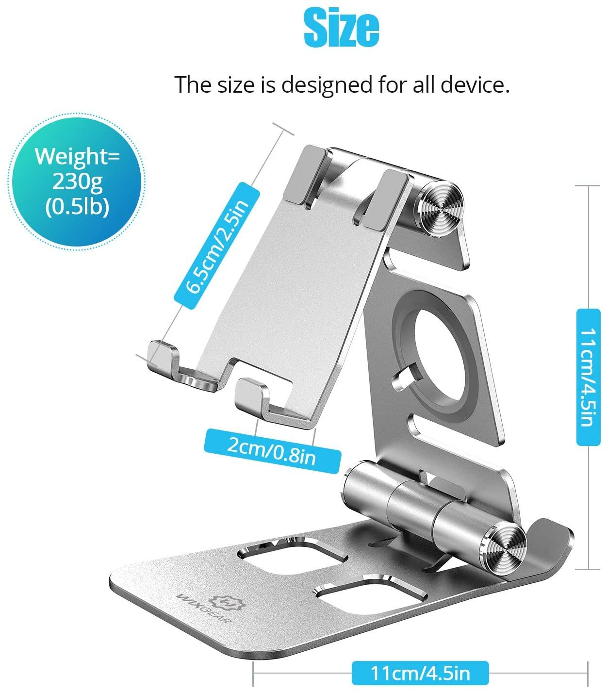 WixGear 3 in 1 Foldable Aluminum Phone, Tablet Stand and Apple Watch Stand
