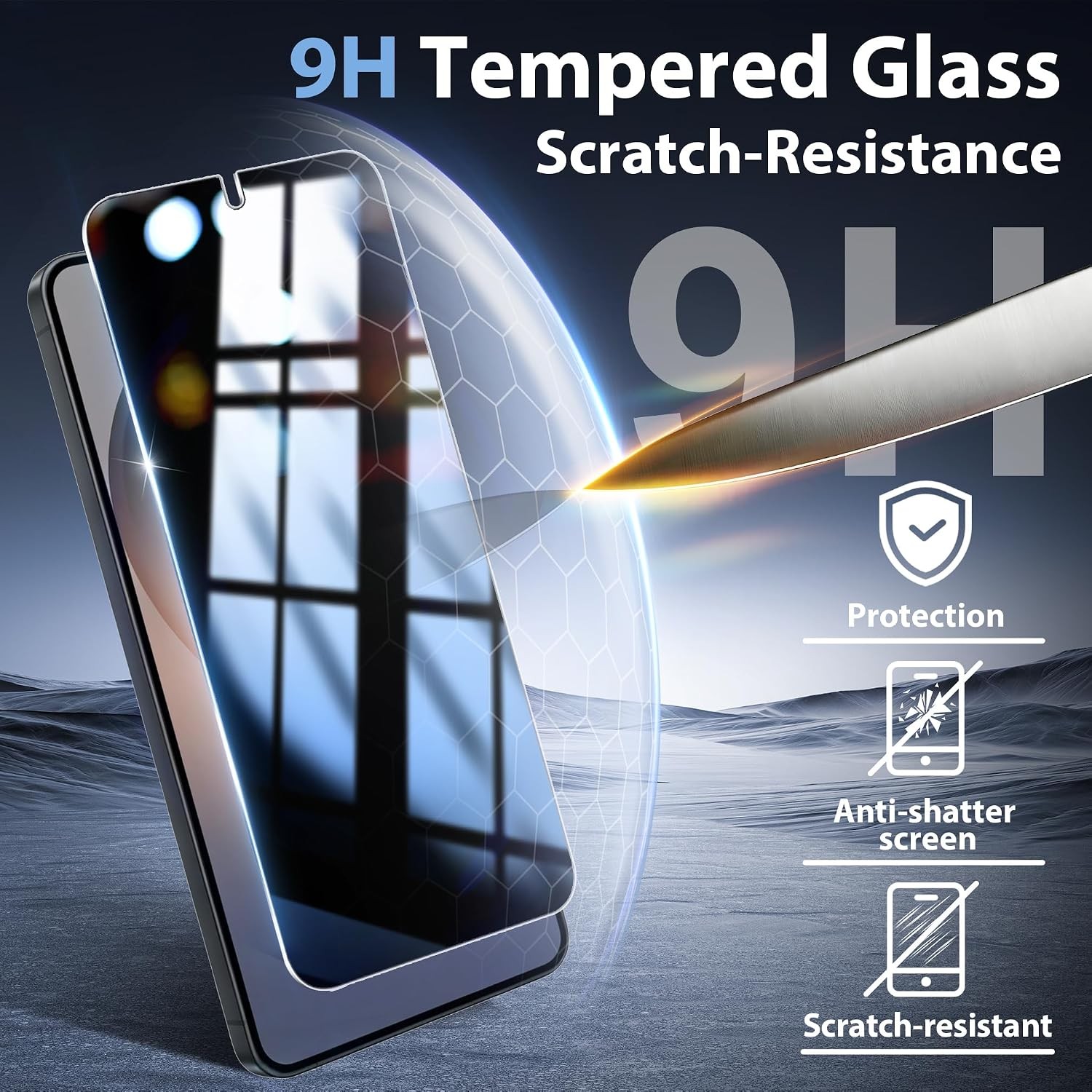 [2+2 PCS] Privacy Screen Protector & Camera Lens Protector for Samsung Galaxy S2