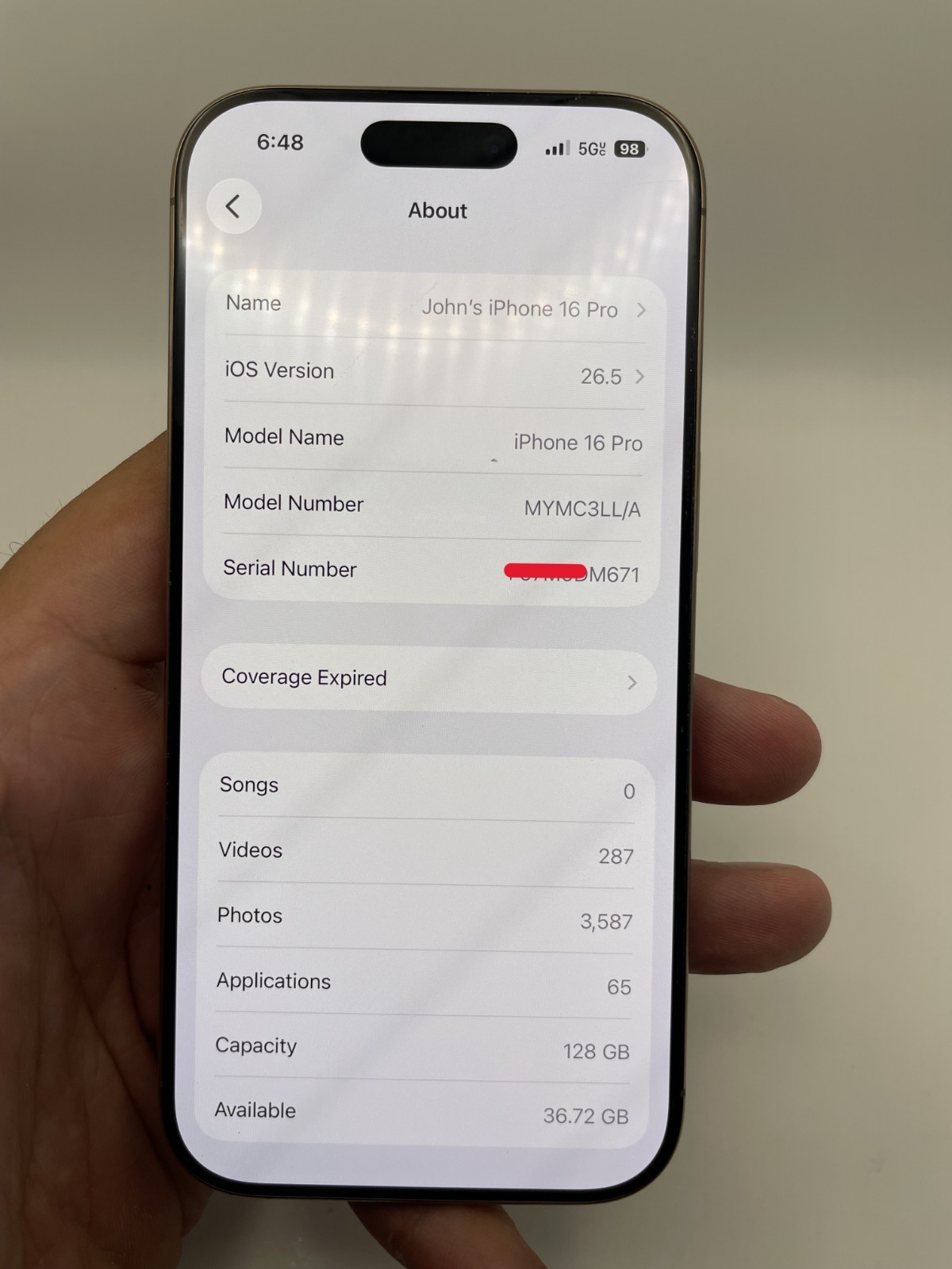 Apple iPhone 16 Pro 6.1″ 128GB – Desert Titanium Unlocked Battery 88% Currently