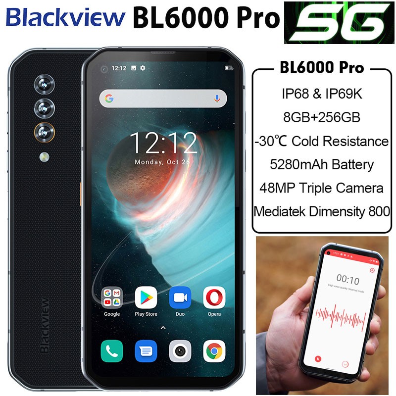 5G Blackview BL6000 Pro Thin Rugged Phone Android 13 Waterproof Octa Core 8+256G