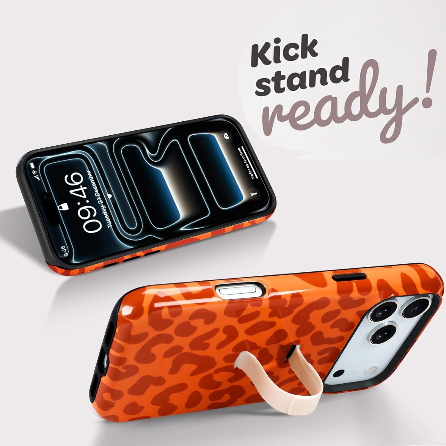 iPhone 17 Pro Max Case with Finger Strap Kickstand, Stylish Chic Leopard Cheetah