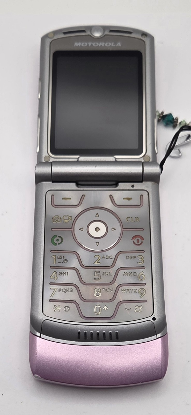 Motorola RAZR V3m Pink with Silver Vintage Rare Flip Phone Tested Works Megapix