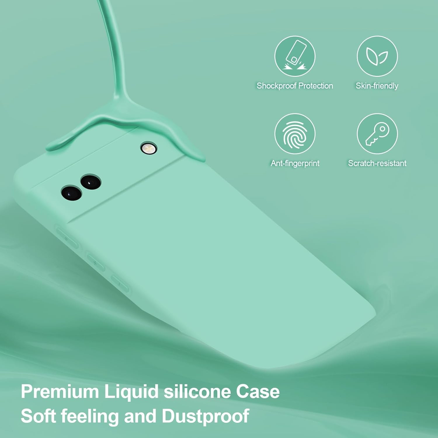 Case for Google Pixel 6A, Soft Silicone Shockproof Slim Cover with Camera Protec
