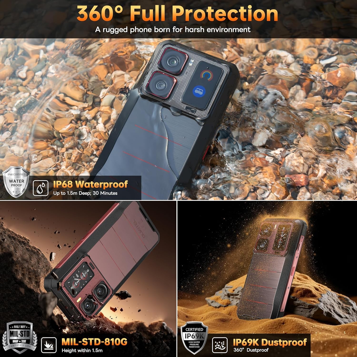 OUKITEL WP300 5G Rugged Smartphone 36GB+512GB 16000mAh Android 15 108MP NFC
