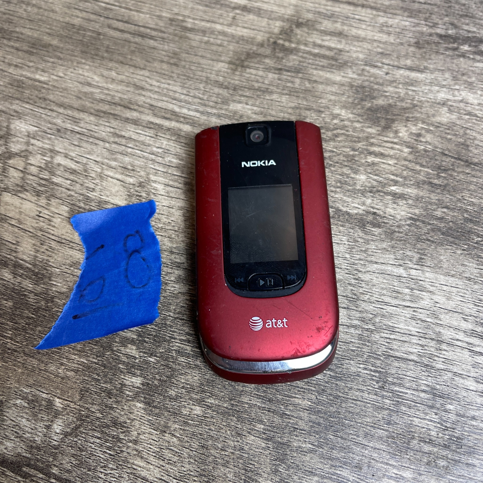 Nokia 6350-1b Red Handheld Micro USB 2″ TFT Screen 2.0 MP AT&T Flip Cell Phone