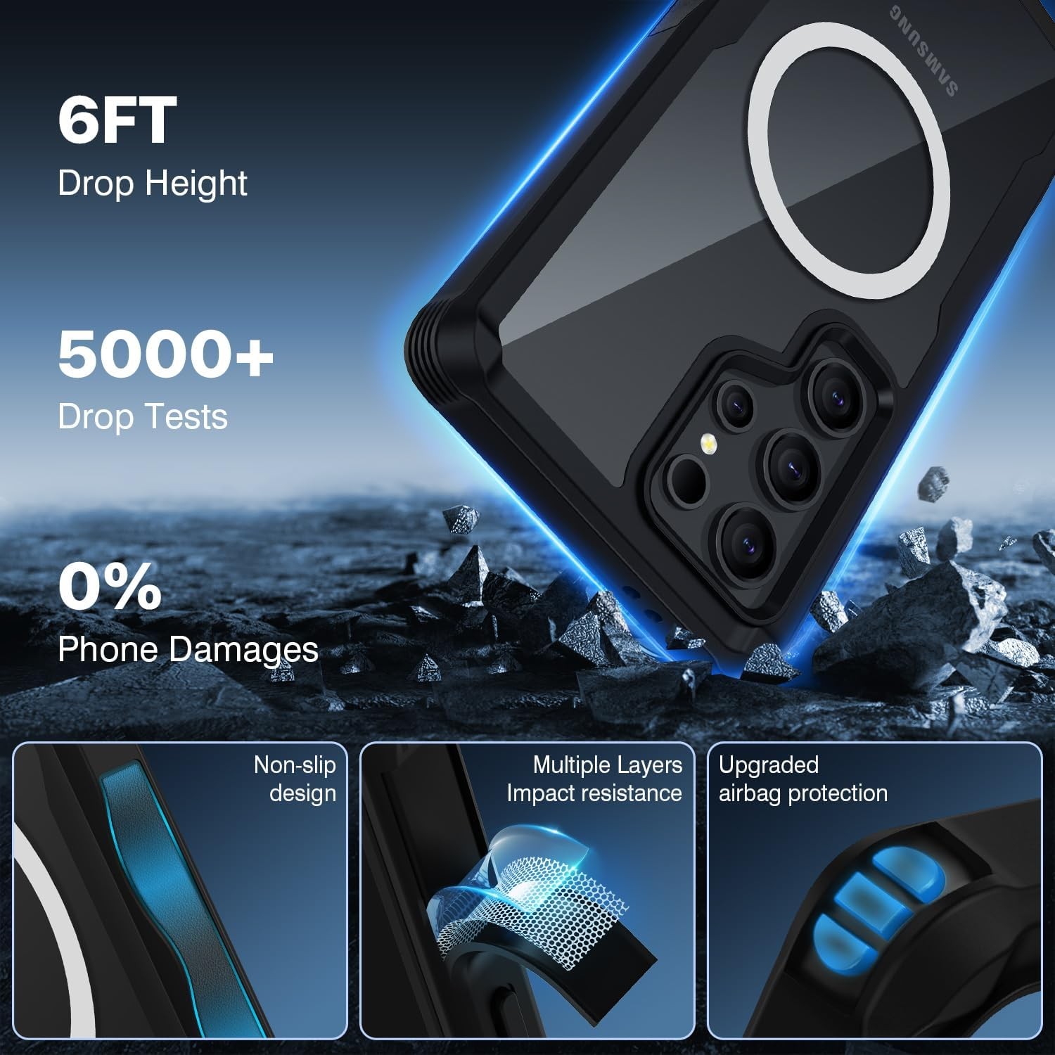 Full Body Magnetic Privacy Case for Samsung Galaxy S24 Ultra – Black, Shockproof