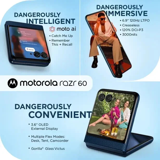 MOTOROLA Razr 60 (PANTONE Spring Bud, 256 GB) (8 GB RAM)-GLOBAL VERSION