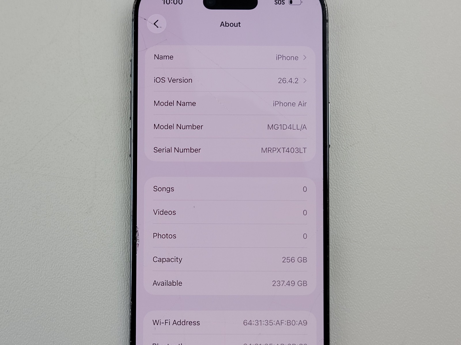 Apple iPhone (17) Air (A3260) 256GB – Blue (AT&T) Smartphone – *DAMAGED* – H7791