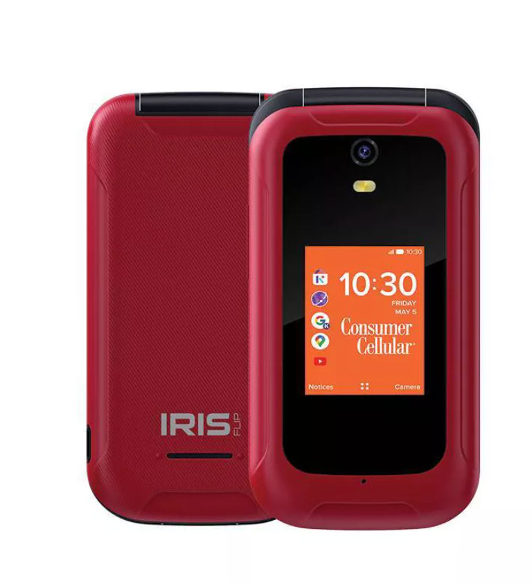 Consumer Cellular Iris Flip Phone (Unlocked) 8GB 5MP 4G LTE | Red – New Sealed