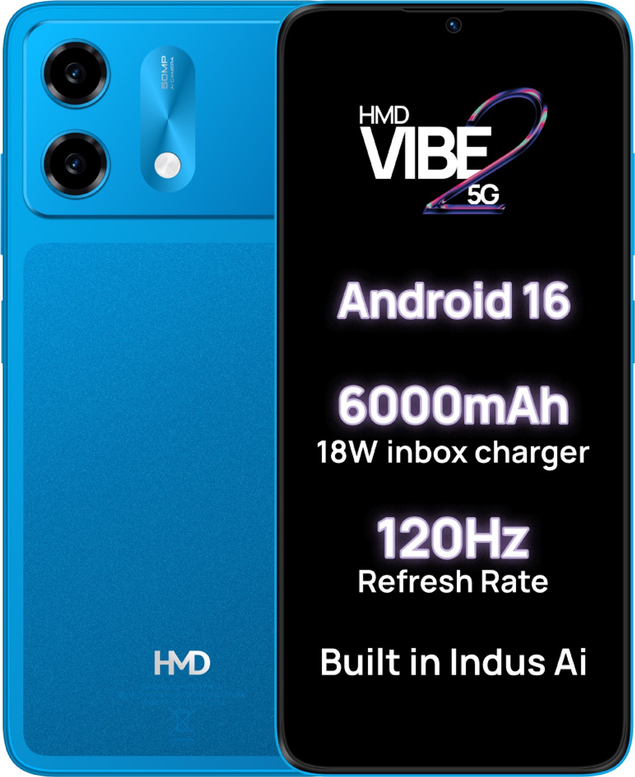 HMD Vibe2 5G (Lavender, 128 GB 4 GB RAM) Unisoc T8200 Global Version.