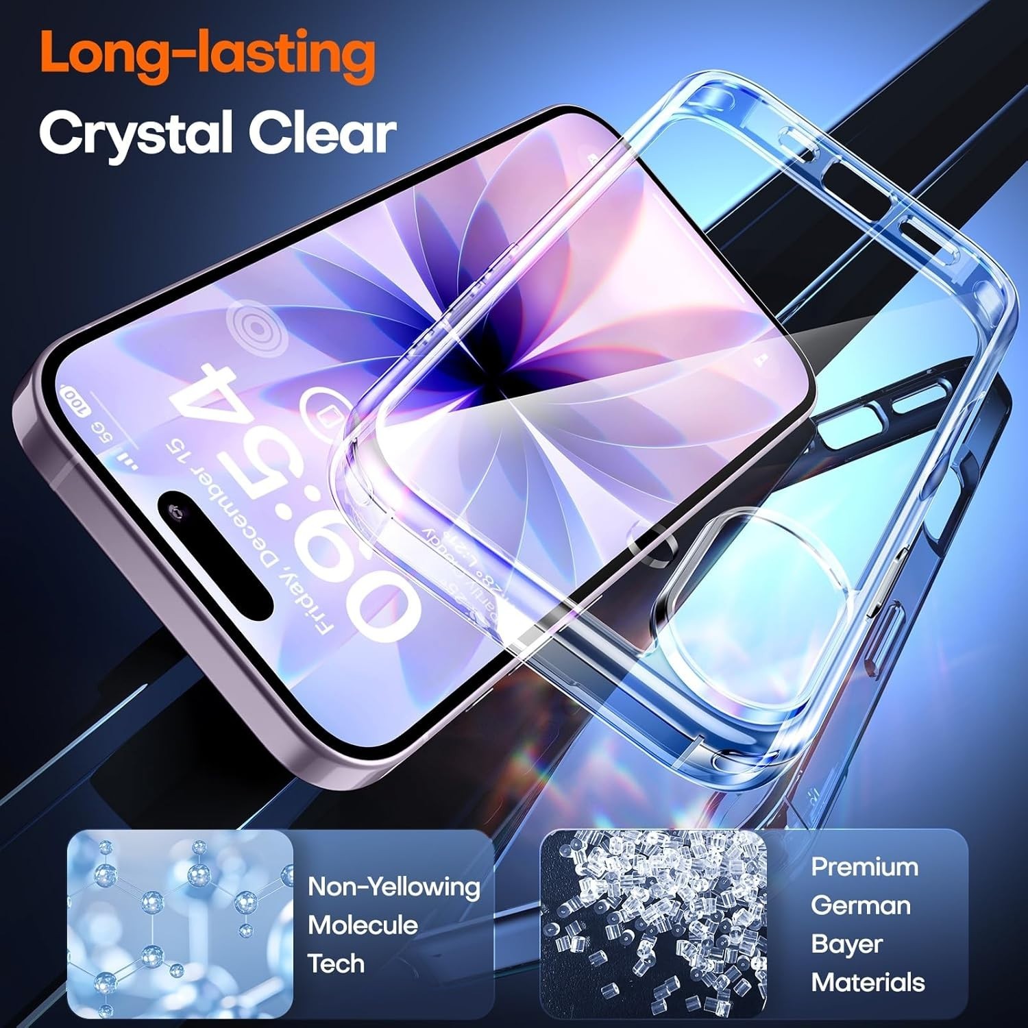 iPhone 17 Case, Anti-Yellowing Clear with Screen Protector, Shockproof Slim Desi