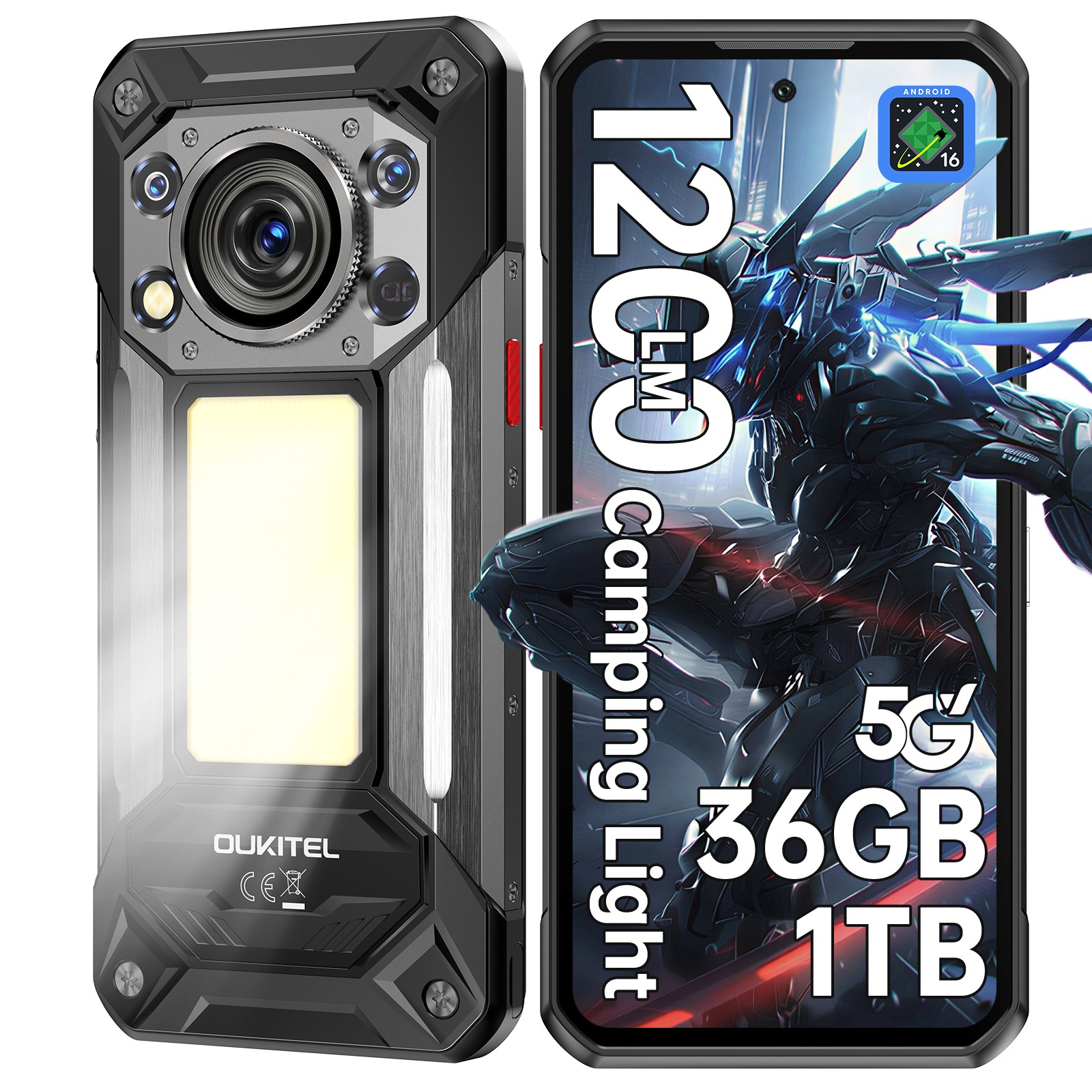 OUKITEL WP500 5G T-Mobile Rugged Phone 36GB+1TB Android 16 11000mAh 108MP NFC