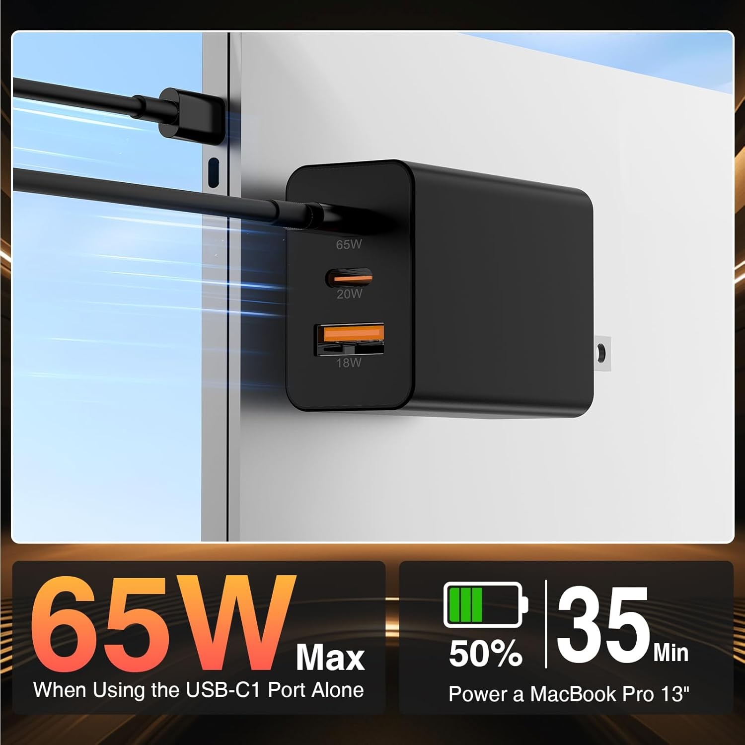 65W Type-C Charging Block, Super Fast Charger PD/QC 3.0 100W for Samsung Galaxy
