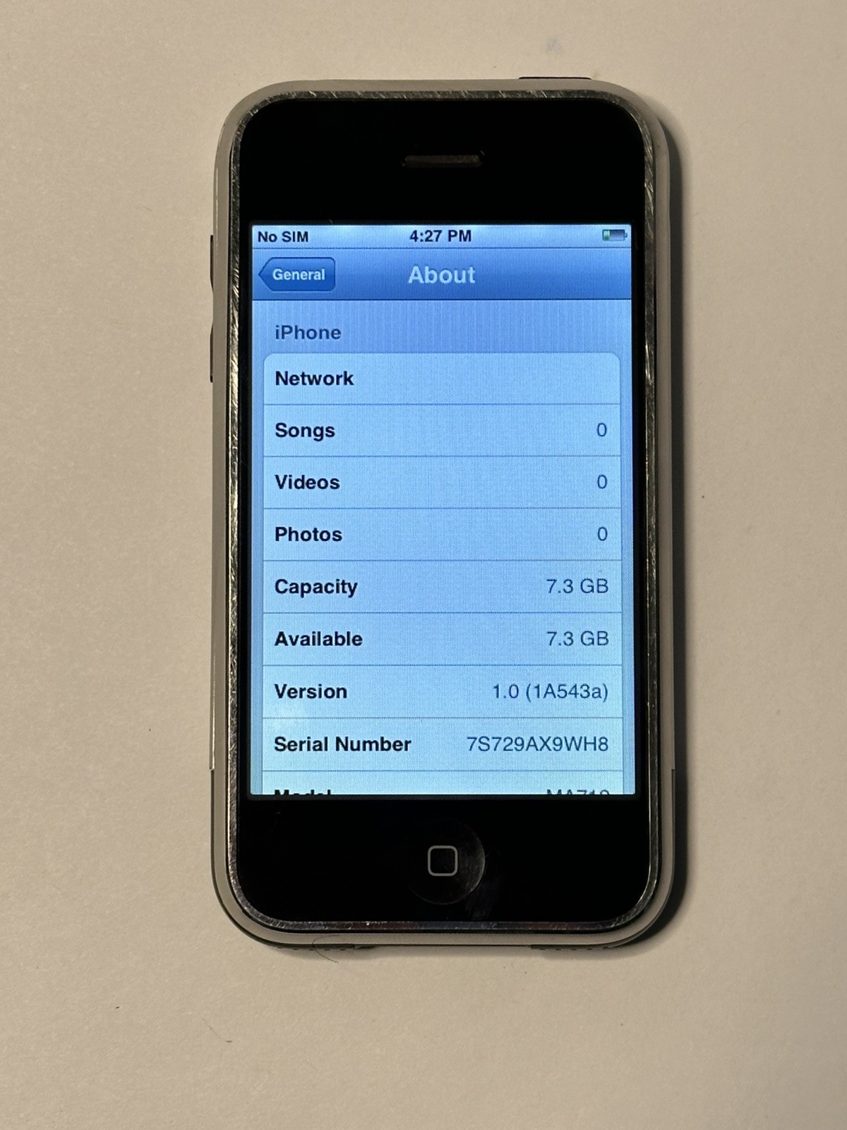 iOS 1.0 Apple iPhone 1st Generation – 8GB – Black A1203 (GSM) 2G MA712LL/A
