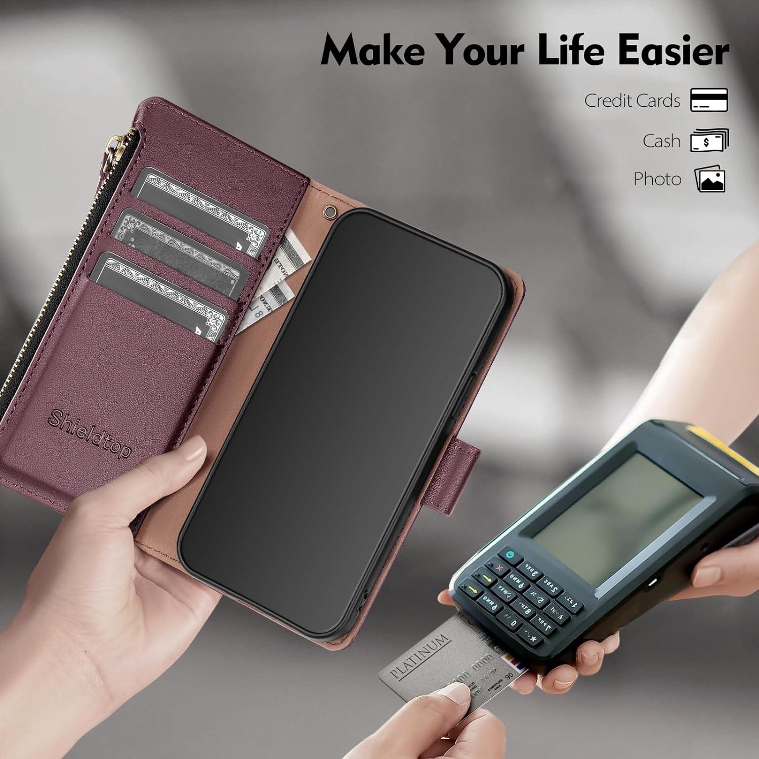 Motorola Moto G Power 5G 2024 Wallet Case Card Holder RFID Blocking PU Leather F