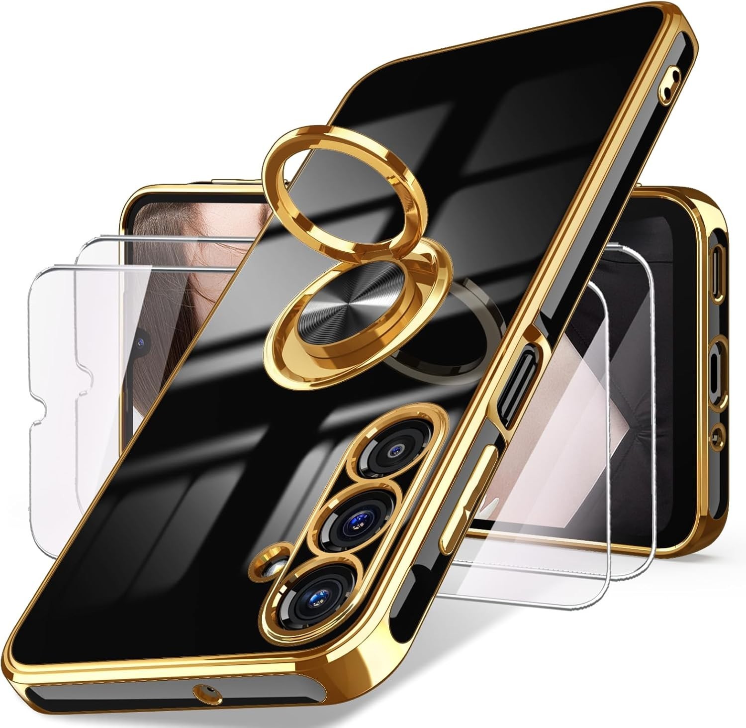 Samsung Galaxy A17 5G Case, Screen Protector, 360° Rotatable Ring Holder, Purple