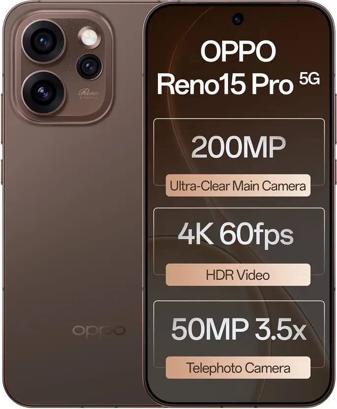 OPPO Reno15Pro 5G 12GB RAM 512GB STORAGE-MTK Dimensity 8450 Processor-NFC-Brown