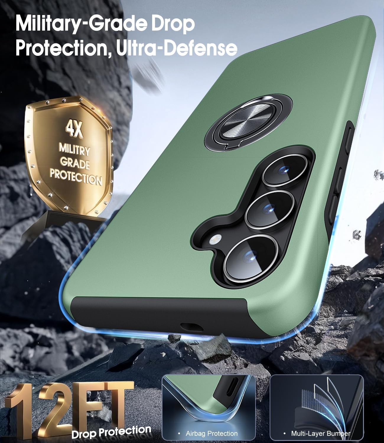 Samsung Galaxy S25 FE Case, Dual Layer Military Grade Shockproof Cover, Alpine G