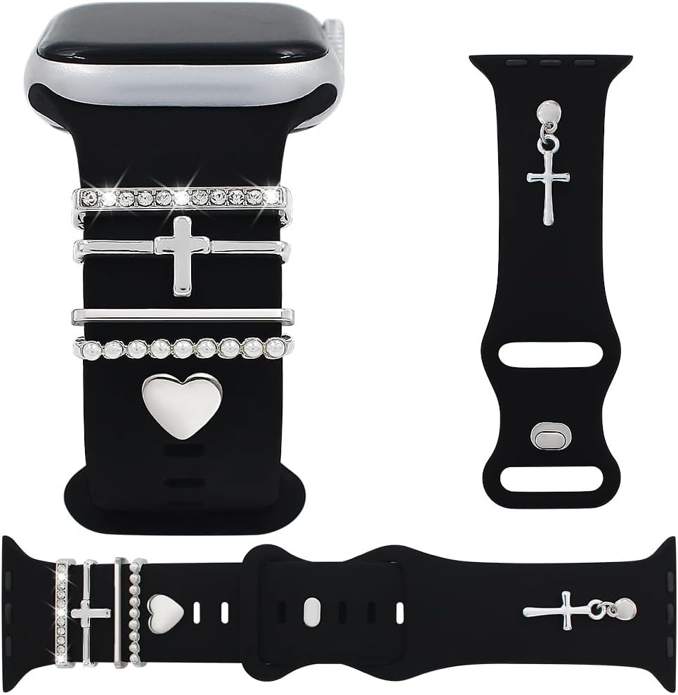 Silicone Band With Charms Compatible with Apple Watch Bands Women 38-49mm
