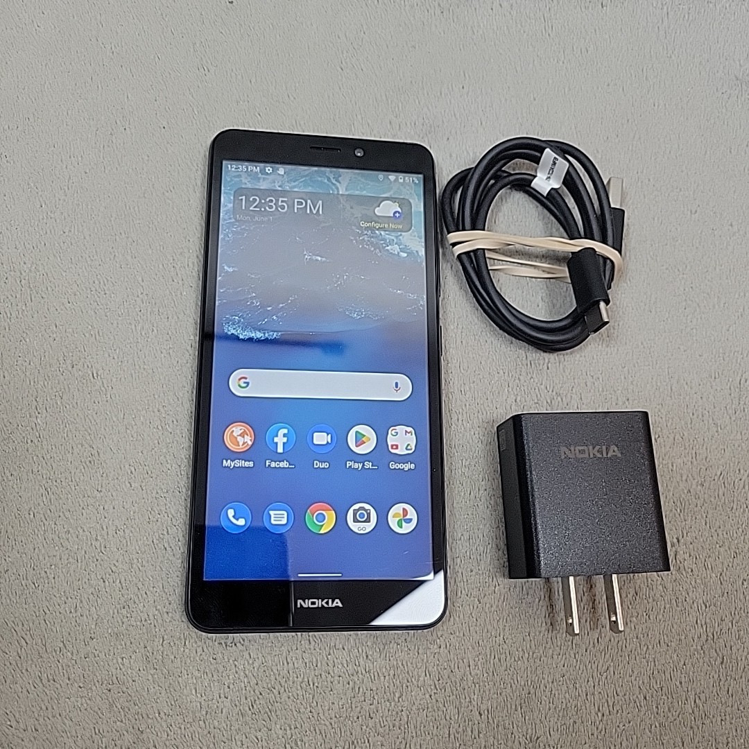 Nokia C100 N152DL 32GB Blue TracFone Android 12 Bundle Tested