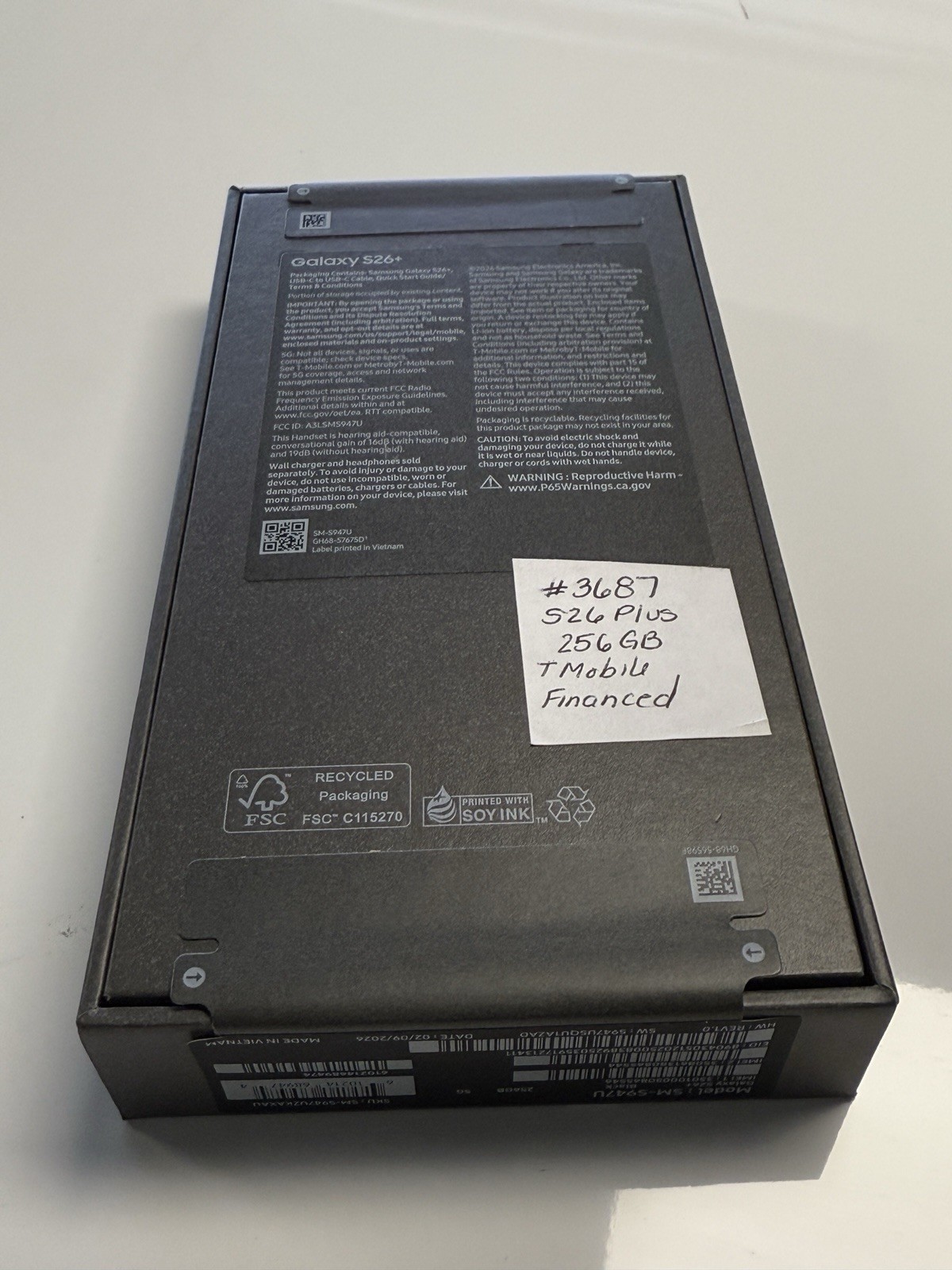 Samsung Galaxy S26+ Plus 5G (T-Mobile) Black, WIFI ONLY, Sealed (Read) #3687