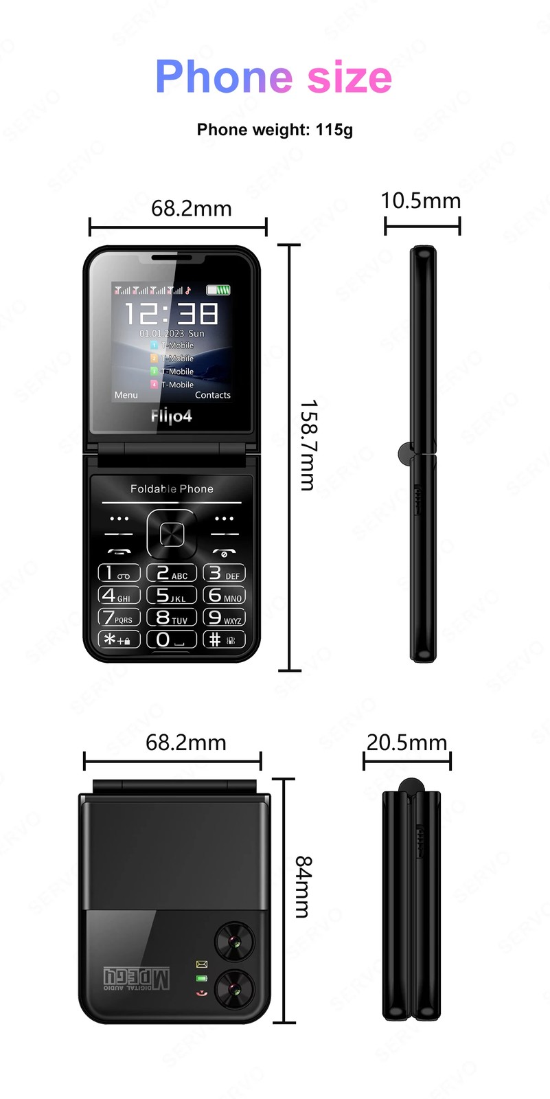 SERVO Unlocked 4 SIM Card Slots Mini Foldable Mobile Cell Phones NEW Dialer