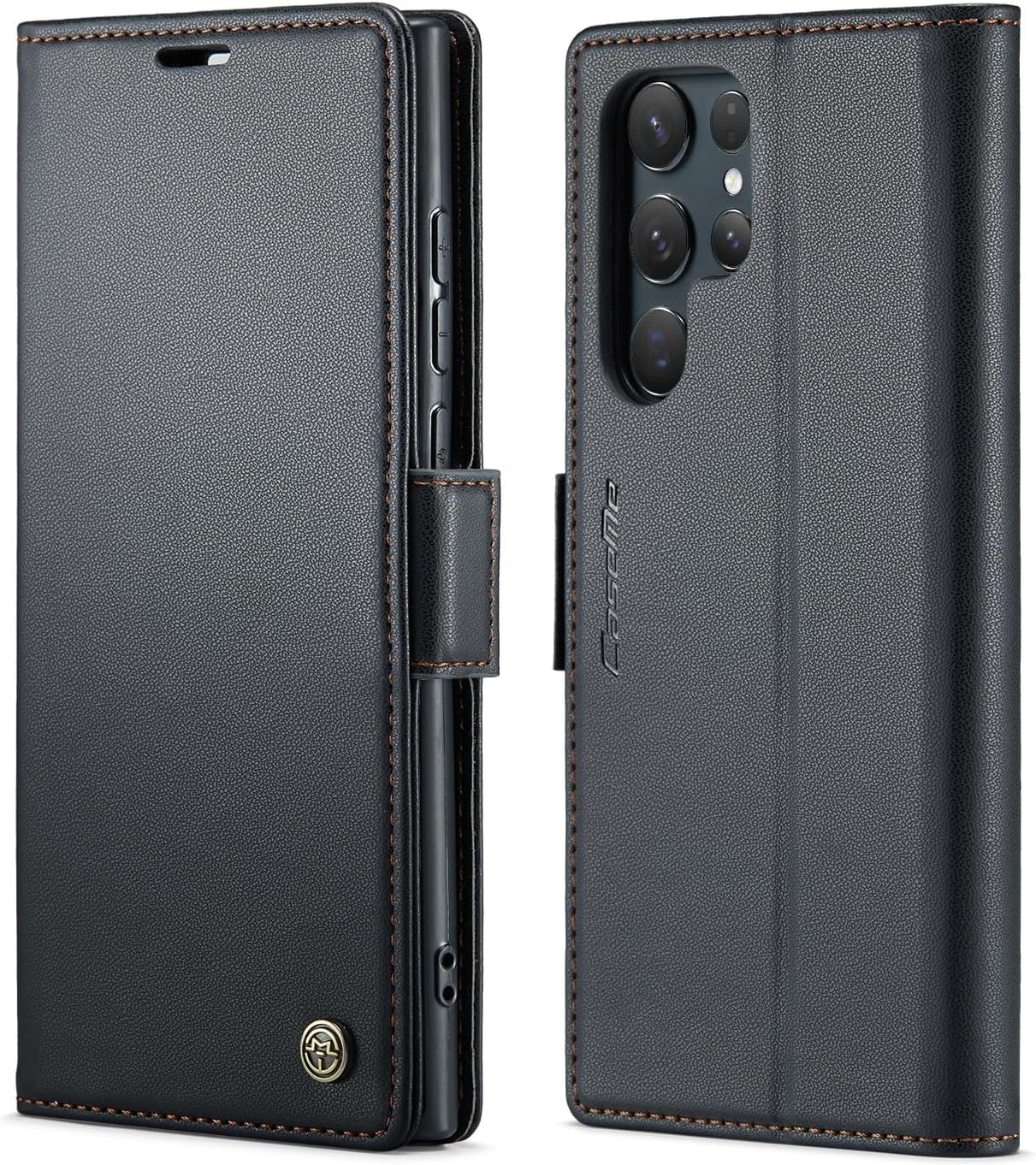 Wallet Case & Card Holder for Galaxy S24 Ultra Black with RFID Blocking Kickstan