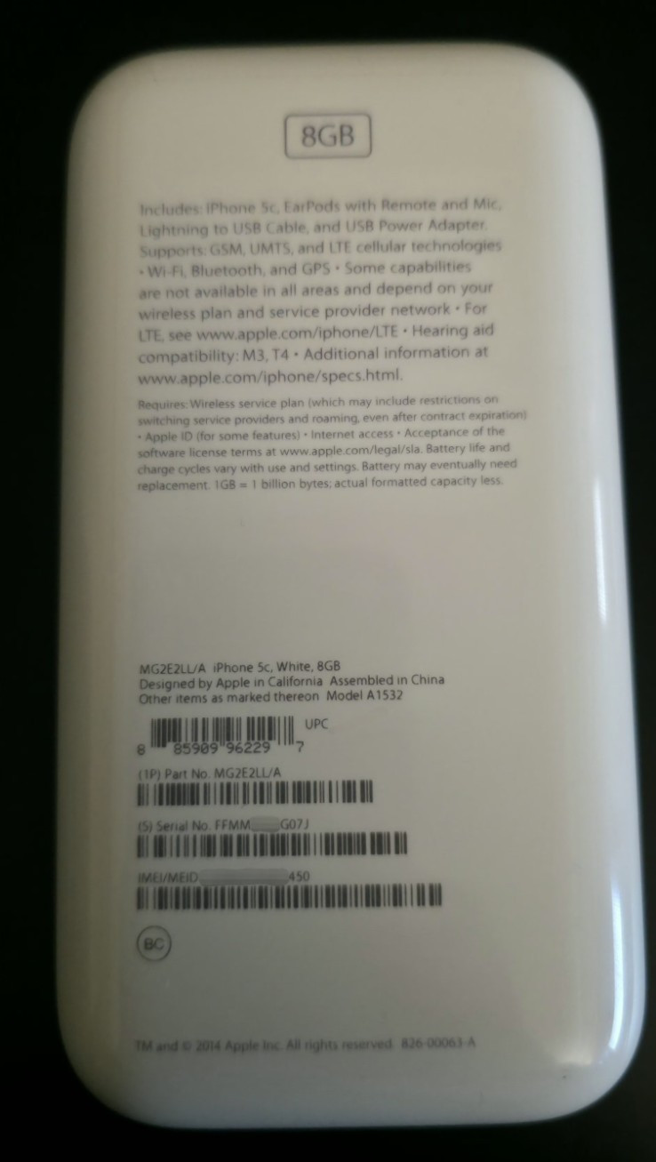 Apple iPhone 5c – 8 GB – White (Unlocked) – Factory Sealed *RARE* – Model A1532