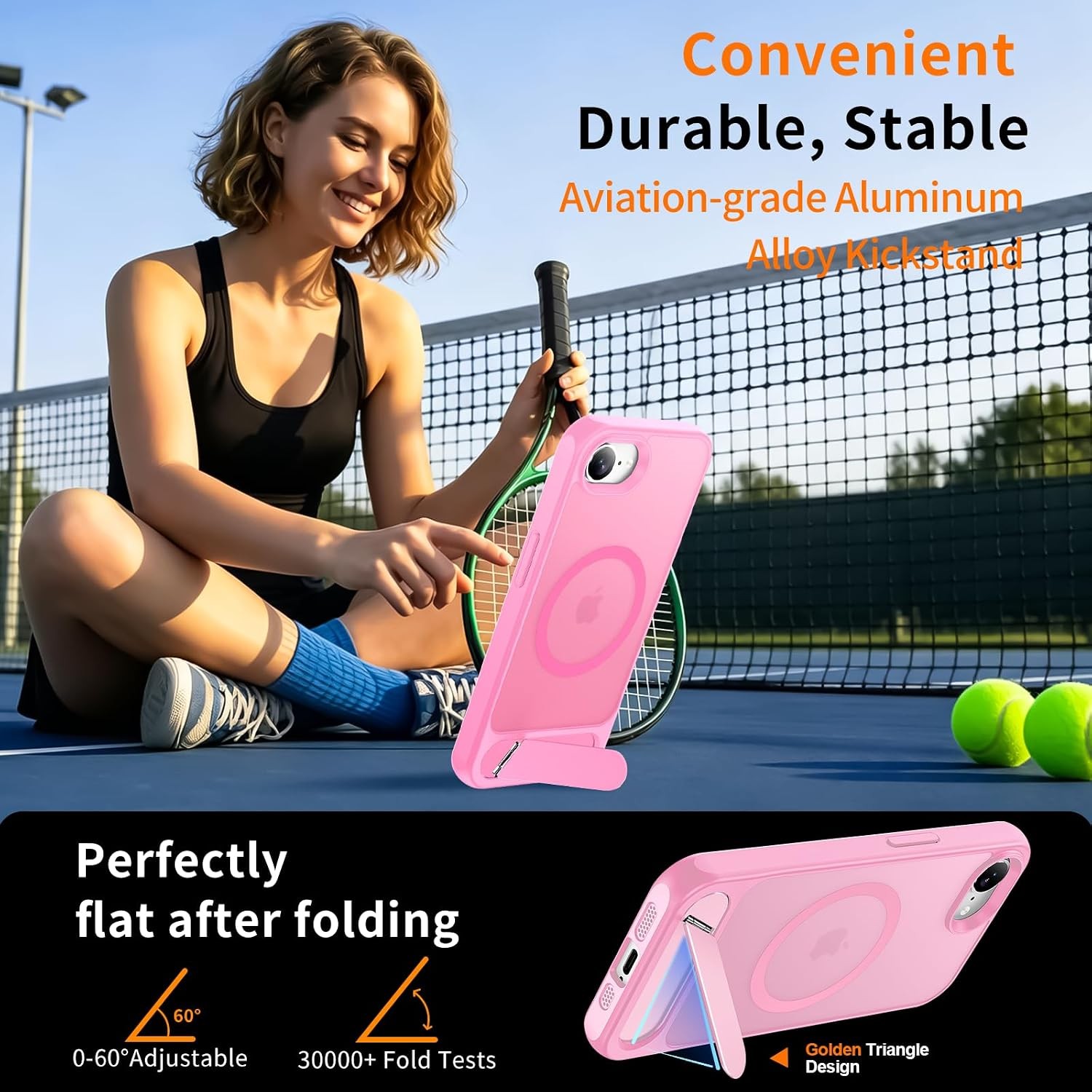 Magnetic for iPhone 17e Case/iPhone 16e Case with Metal Stand, Shockproof Kickst