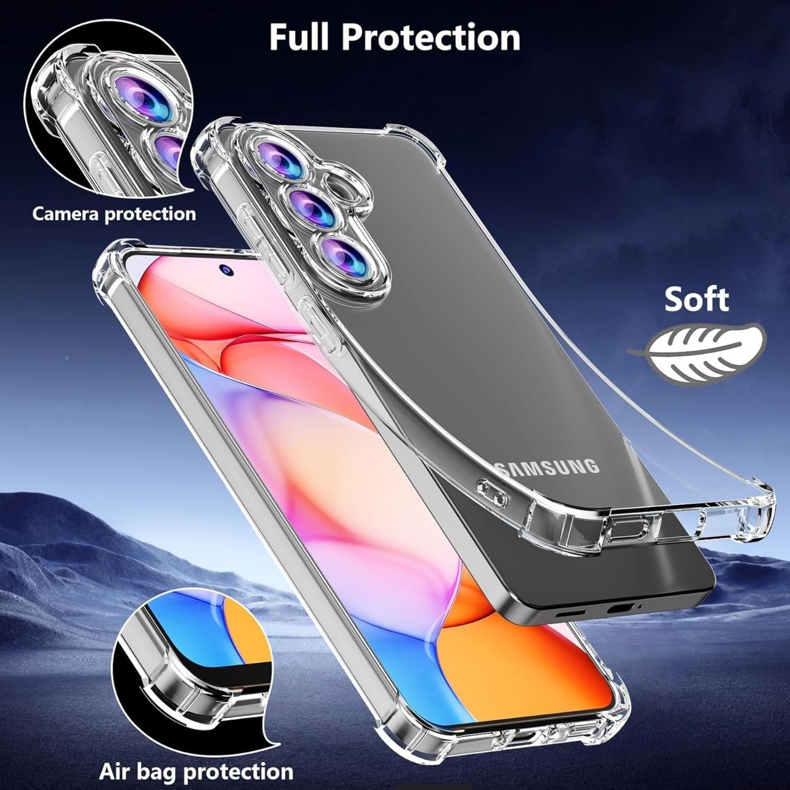 Phone Case for Samsung Galaxy S26 with Tempered Glass Screen Protector, Clear Co