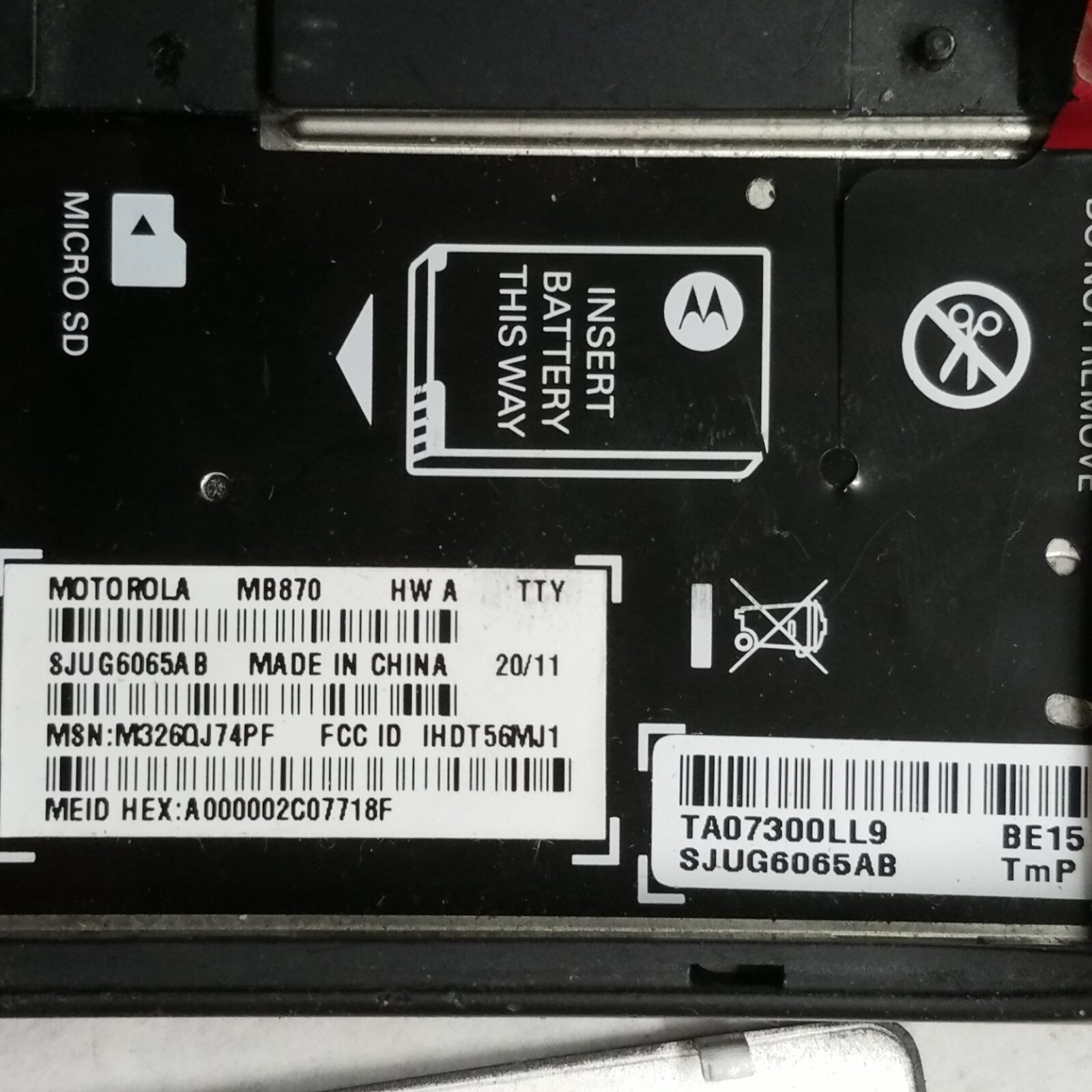 Motorola MB870 Black Verizon Smartphone – Battery not included