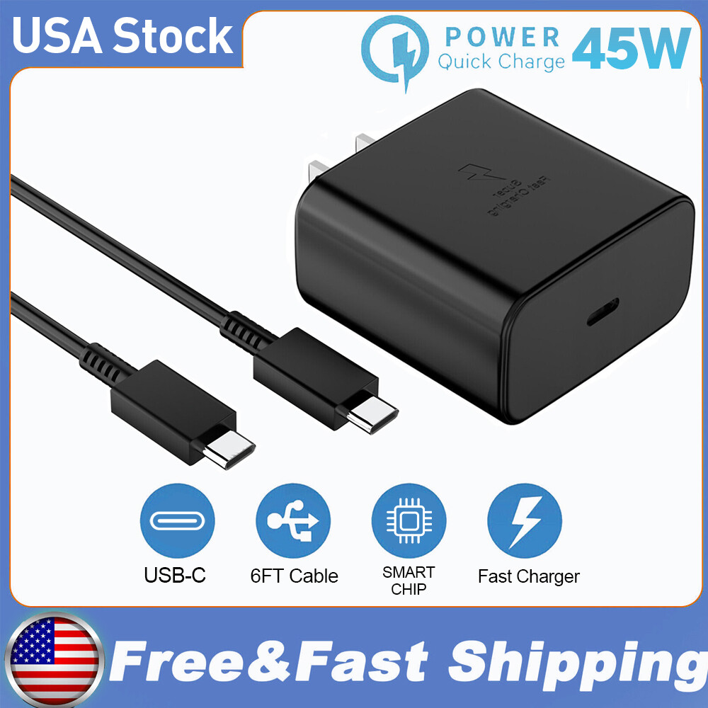 🔥 45W USB C Super Fast Wall Charger & 6FT Cable For Samsung Galaxy S23 S22 S21