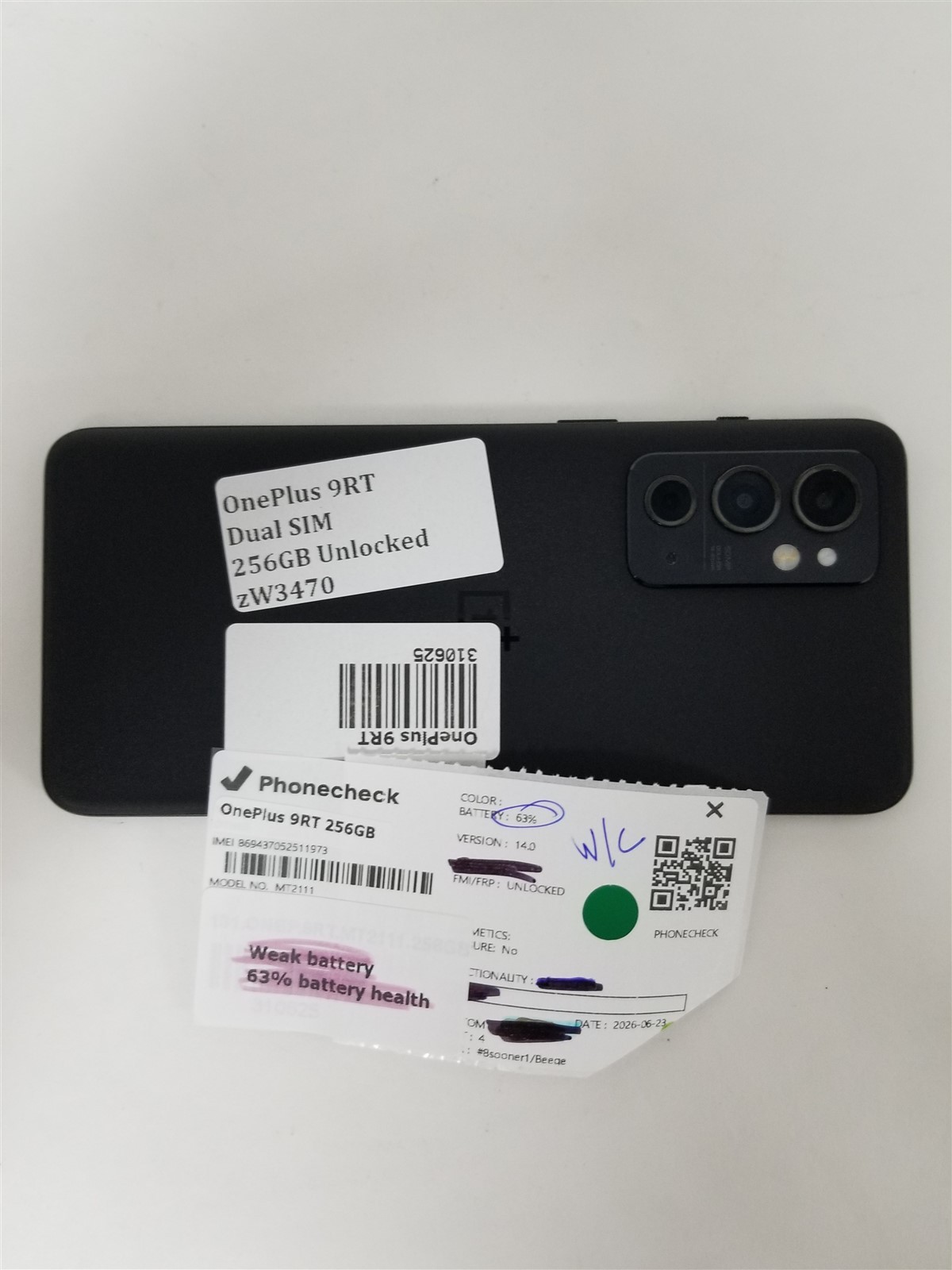 OnePlus 9RT Dual SIM 256GB Black MT2111 (Unlocked) Discounted zW3470