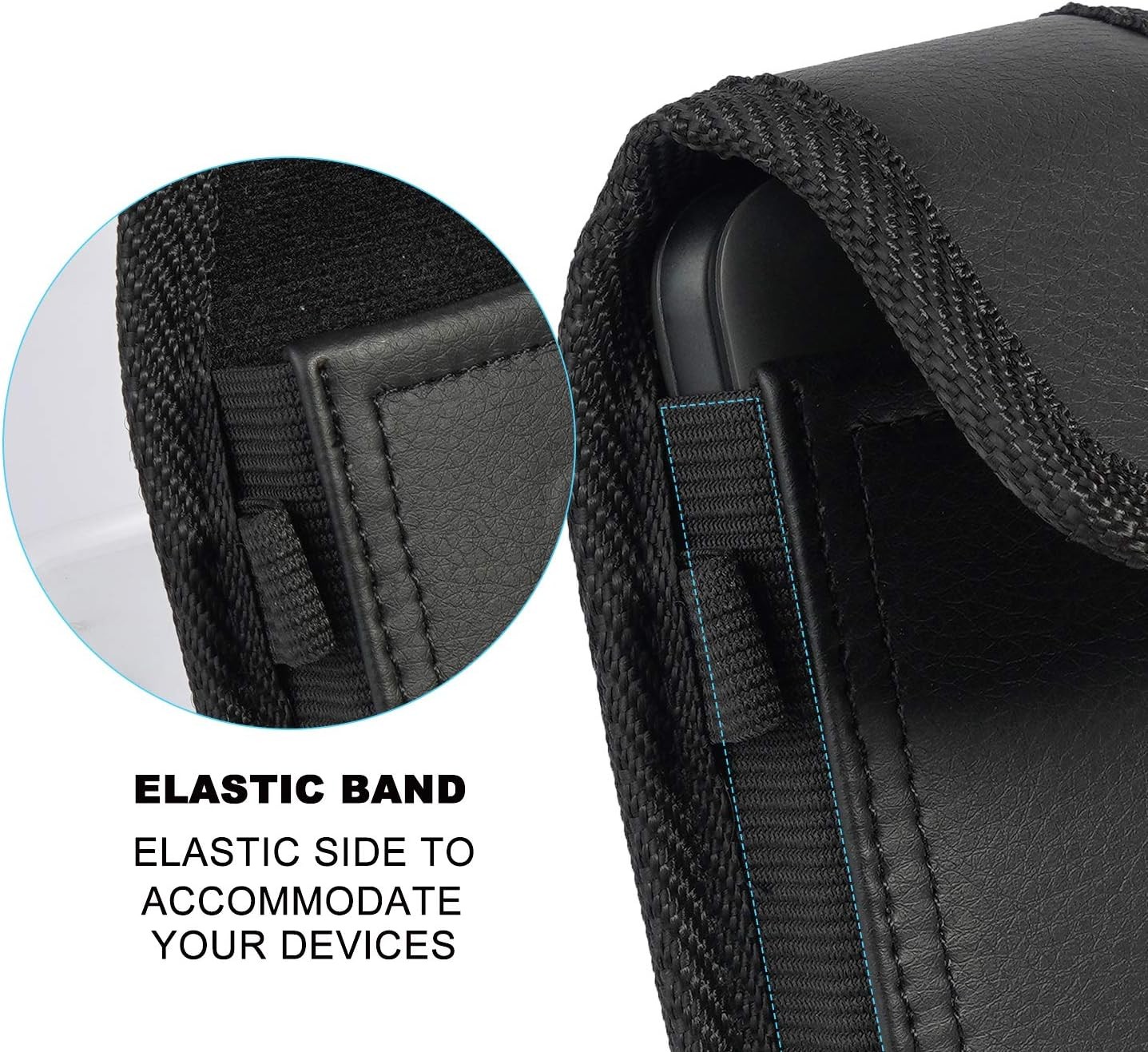 Black Vegan Leather Vertical Pouch Flip Phone Case for Alcatel Go FlipV, MyFlip,