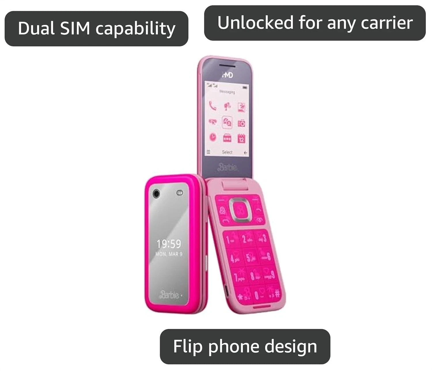 Barbie Phone | Flip | Unlocked | International Version | Pink