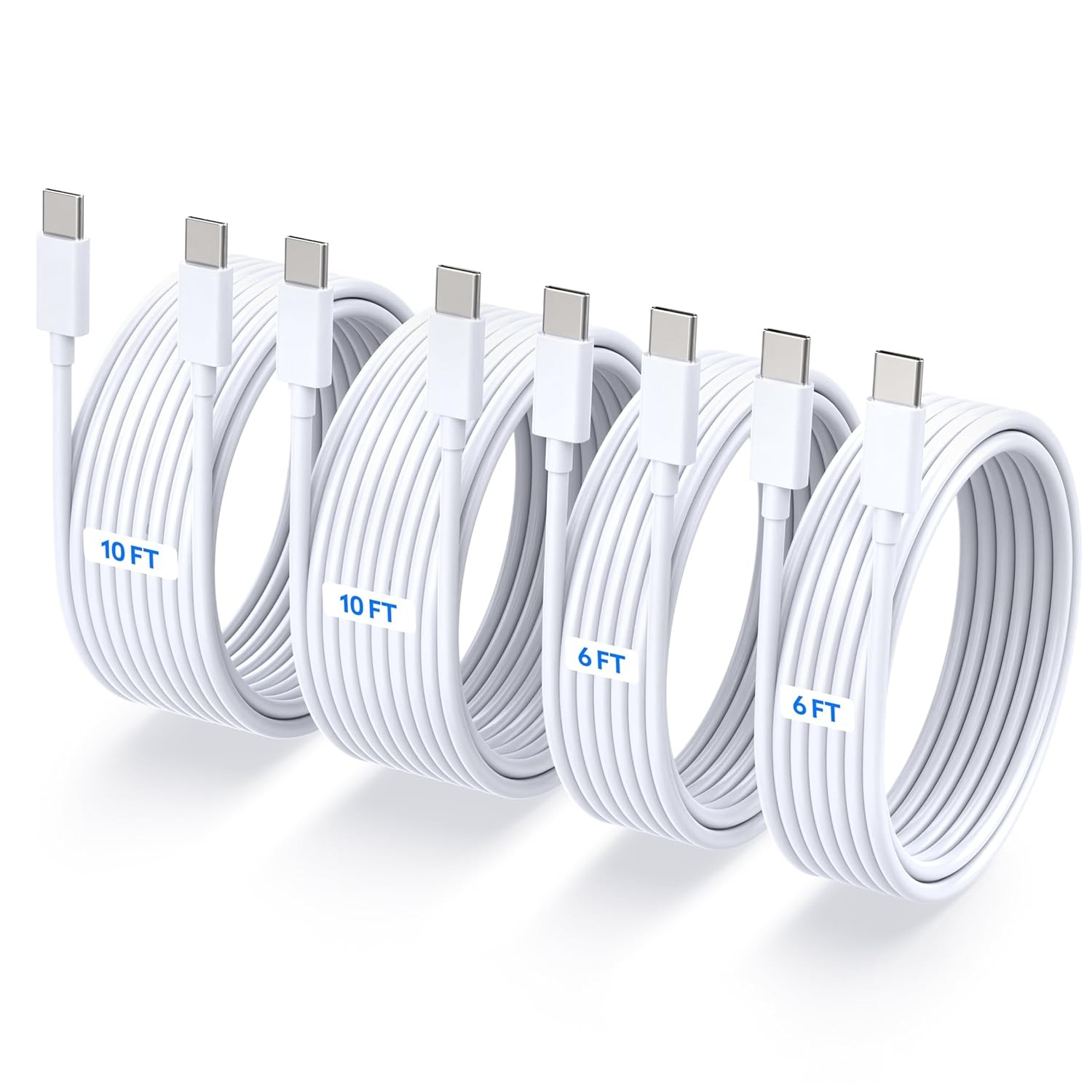 4-Pack 60W USB-C Fast Charger for iPhone 17, 17 Pro, 17 Pro Max, 6ft, 10ft