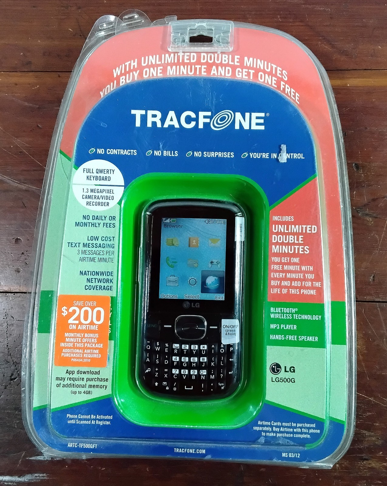 LG 500G Black (TracFone) Pre Paid Cell Phone NEW IN PACKAGE