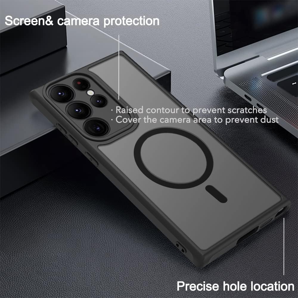 For Samsung Galaxy S23 Ultra 6.8″ Magnetic Case,Carbon Fiber Protective Bumper