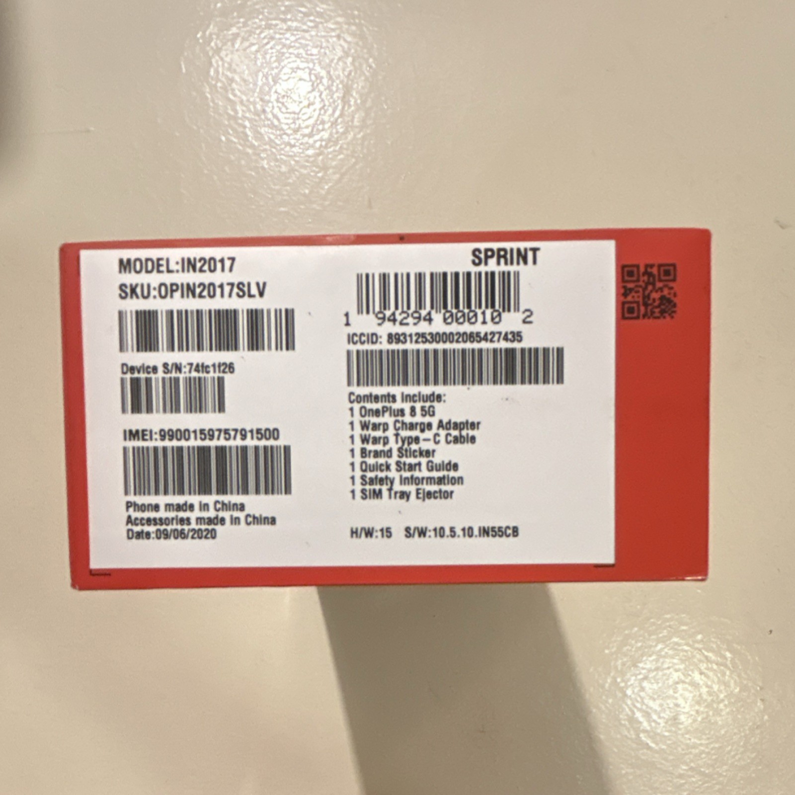 OnePlus 8 5G (128GB, 8GB) 6.55″, 5G NR T-Mobile Sprint Open Box Never Used