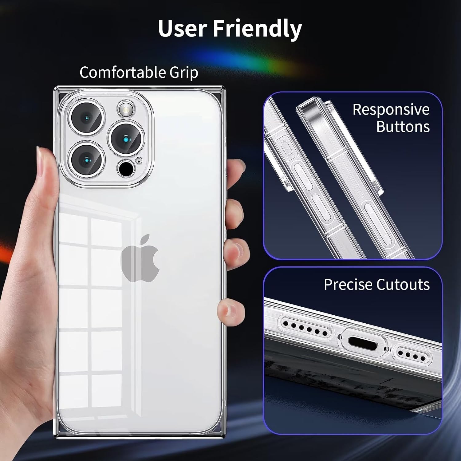 Case Compatible with iPhone 15 Pro Max Clear Case, Slim Silicone Shockproof Cove