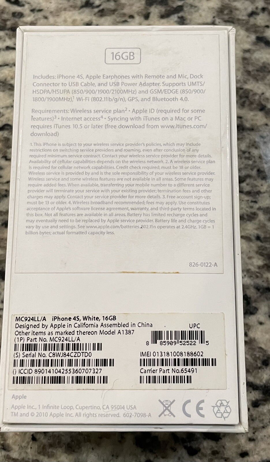 Apple iPhone 4s – 16GB – White (AT&T) A1387 (CDMA + GSM) IOS 9.3.6 unlocked