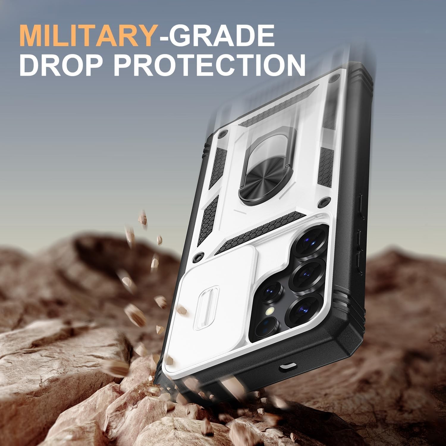 1. For Samsung Galaxy S23 Ultra Case, Camera Slide Cover, Metal Kickstand 2. F