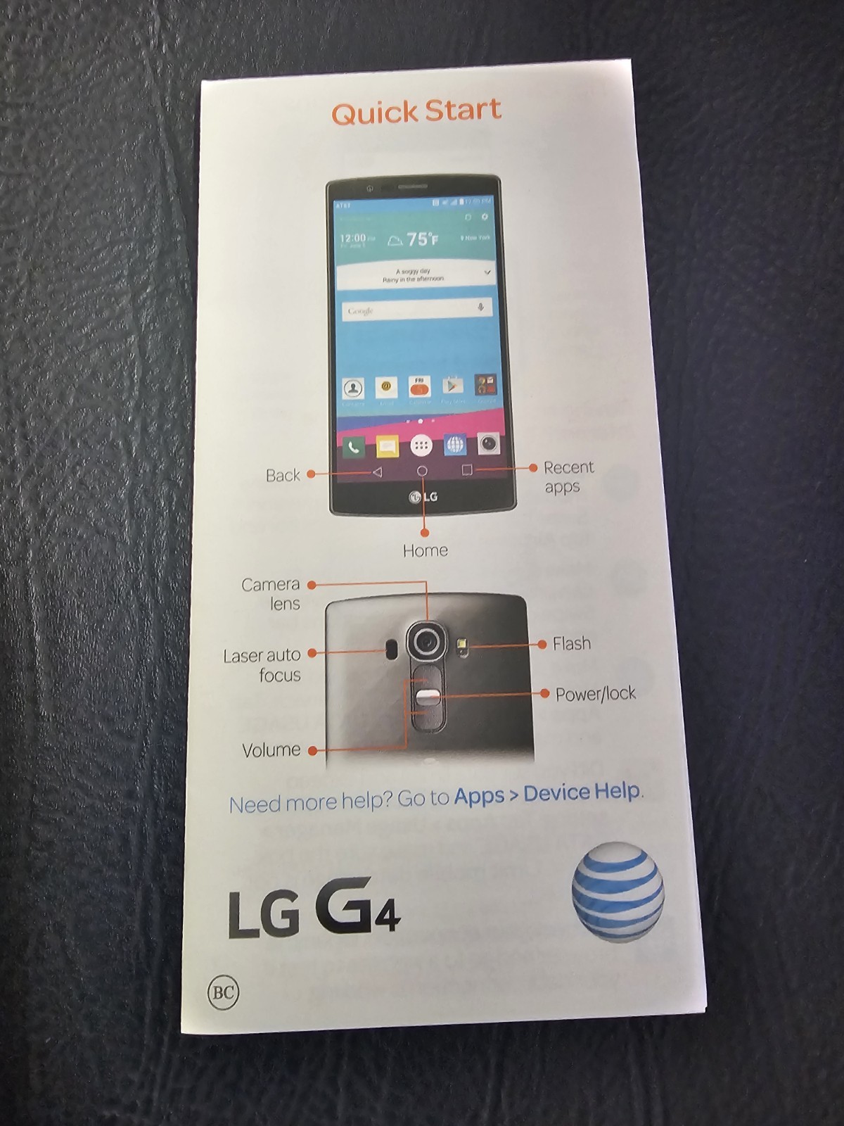 LG G4 Android Smartphone AT&T Grey Wi-Fi Bluetooth Touch Screen Bar Style