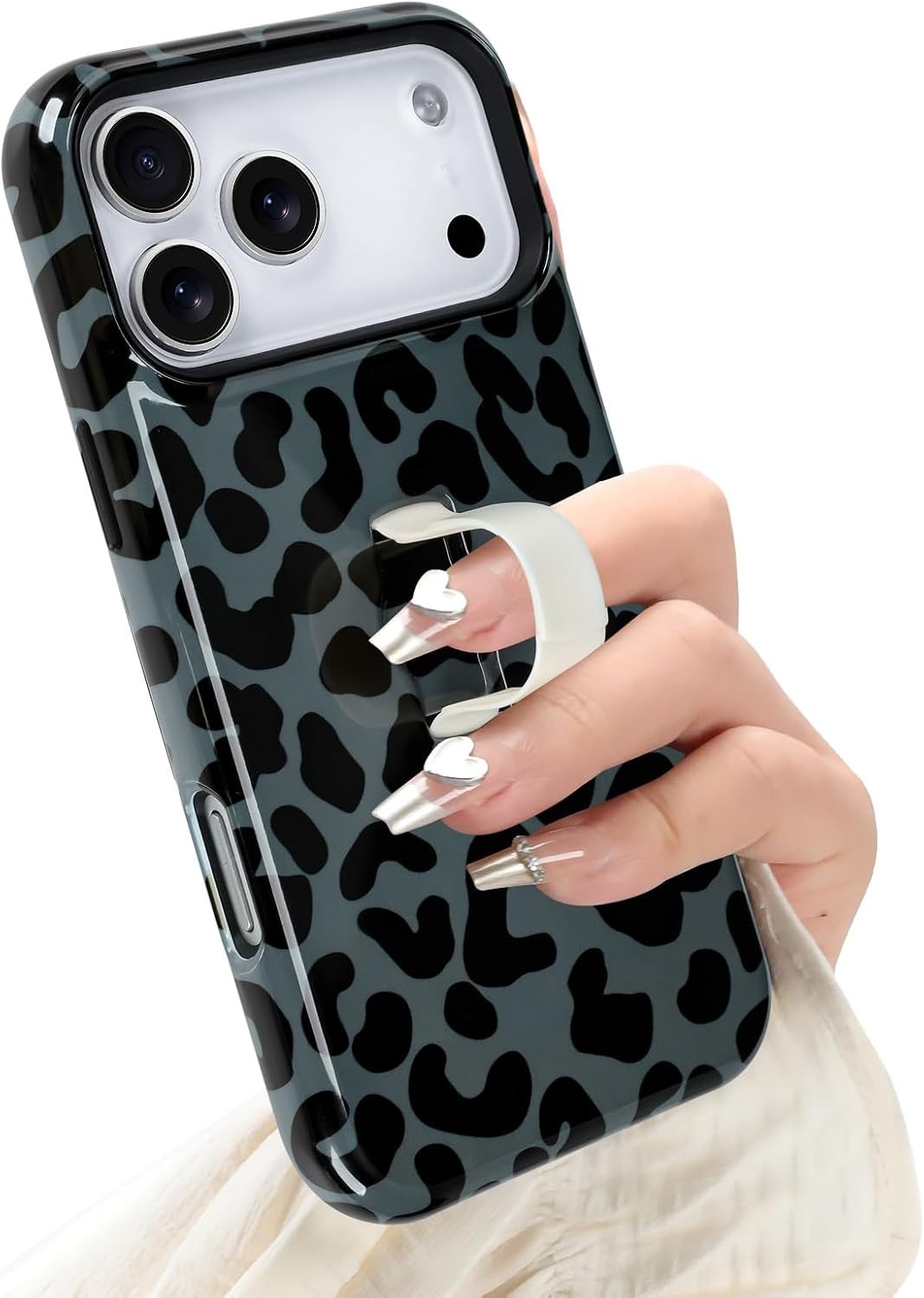 iPhone 17 Pro Max Case with Finger Strap Kickstand, Stylish Chic Leopard Cheetah