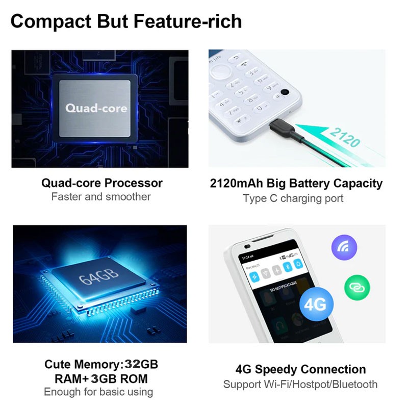 MINI QIN F21 PRO 4G LTE Android 11 Smartphone Slim Keyboard Fashion Slim Mobile