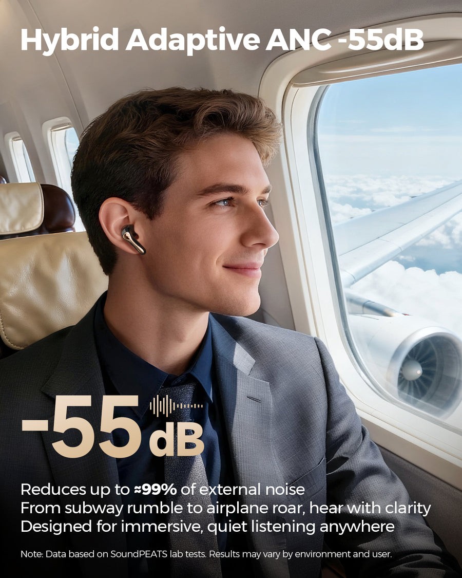 SoundPEATS Air5 Pro Plus Wireless Earbuds ANC Hi-Res Audio XMEMS aptX Lossless