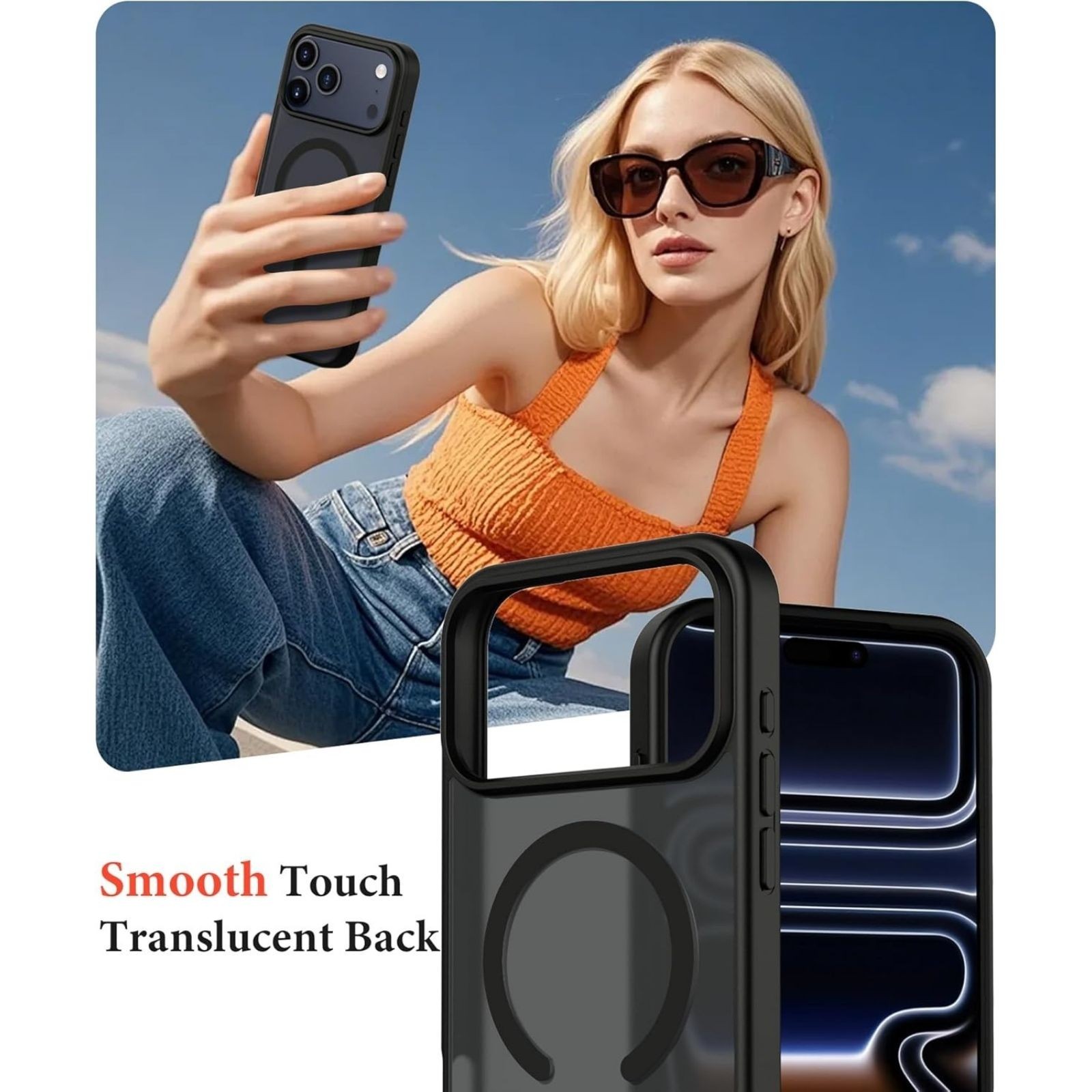 Magnetic for iPhone 17 Pro Max Case Translucent Matte Shockproof Phone Cover, Bl