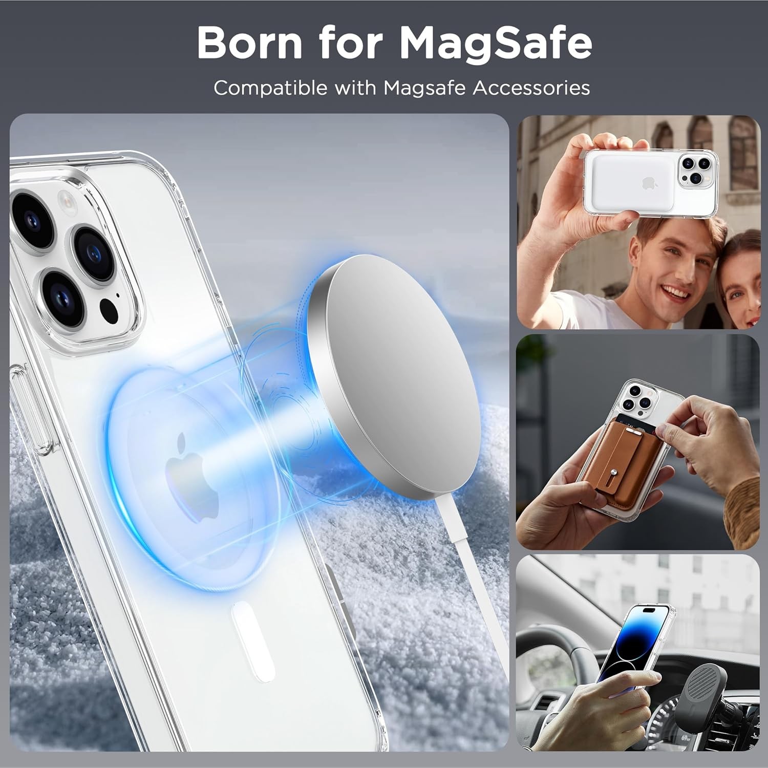 Magnetic Case for iPhone 14 Pro Max 6.7 inch, Not Yellowing Anti-Scratch (Clear)