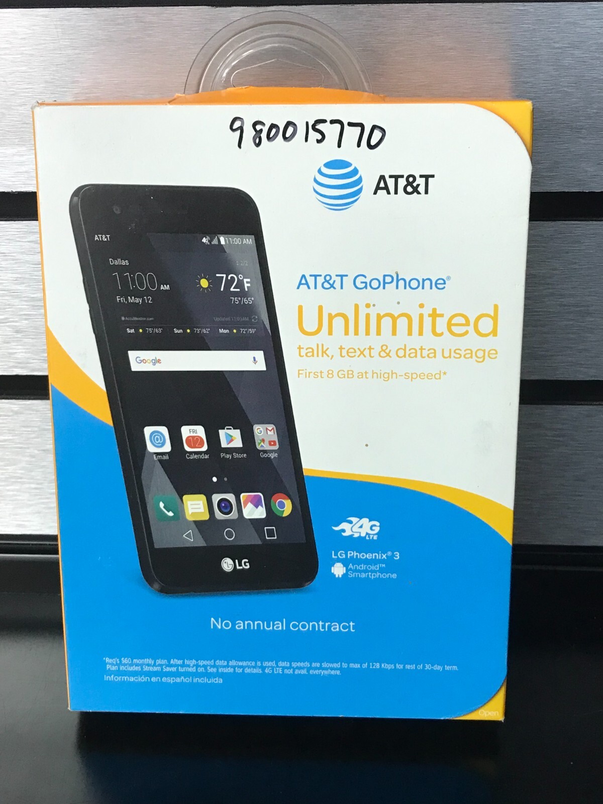 New AT&T GoPhone – LG Phoenix 3 4G LTE 16GB Memory Prepaid Cell Phone – Black